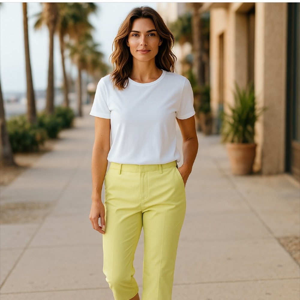 3/$29 Talbots The Perfect Crop Yellow Charmeuse Size 10P